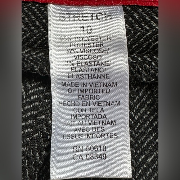 Anne Klein Gray/Black Twill Stretch WideLeg Trousers Buttons & Zip Closure Sz 10 - Picture 10 of 14
